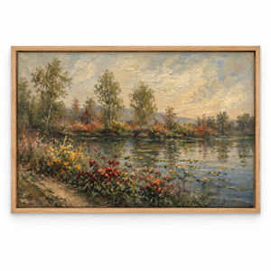 Blooming Banks framed canvas wall art by Keeping Sunday