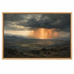 Copper Raindrops framed canvas wall art by Keeping Sunday