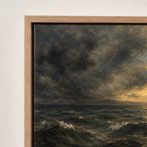 Close-up of the frame corner and canvas edge on Edge of the Storm