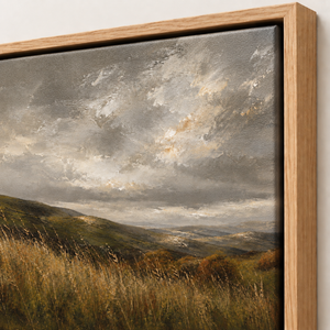 Close-up of the frame corner and canvas edge on Fields in Motion