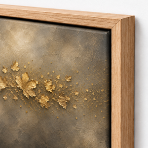 Close-up of the frame corner and canvas edge on Gilded Autumn