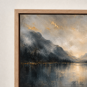 Close-up of the frame corner and canvas edge on Gilded Valley