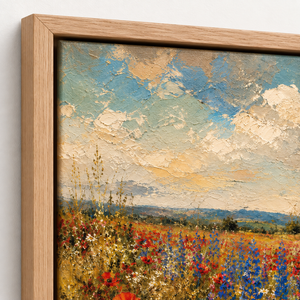 Close-up of the frame corner and canvas edge on High Summer