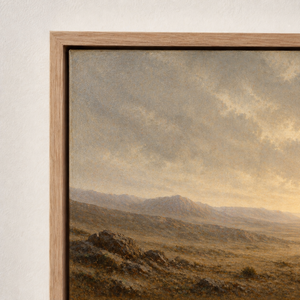 Close-up of the frame corner and canvas edge on Homeward
