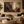 October Nocturne framed wall art in an antiqued gold frame in a neutral living room