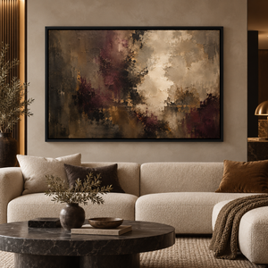 October Nocturne framed wall art in a black frame in a modern living room