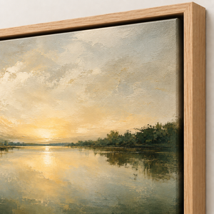 Close-up of the frame corner and canvas edge on Open Water