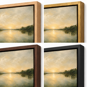 Frame finish options for Open Water: natural oak, walnut, black, antiqued gold and silver