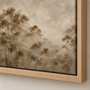 Close-up of the frame corner and canvas edge on Softwood
