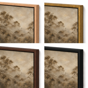 Frame finish options for Softwood: natural oak, walnut, black, antiqued gold and silver