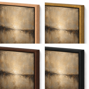 Frame finish options for Still Horizon: natural oak, walnut, black, antiqued gold and silver