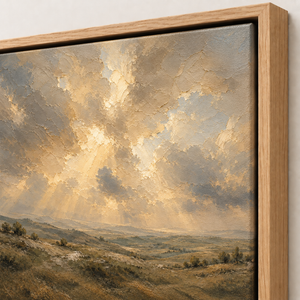 Close-up of the frame corner and canvas edge on The Great Light