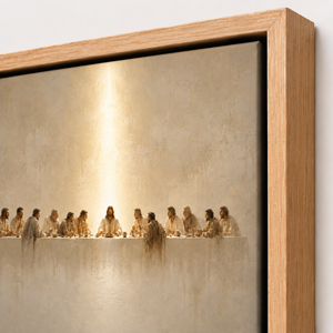 Close-up of the frame corner and canvas edge on The Quiet Light