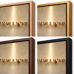 Frame finish options for The Quiet Light: natural oak, walnut, black, antiqued gold and silver