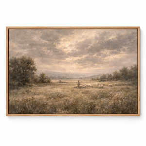 The Shepherd and His Flock framed canvas wall art by Keeping Sunday