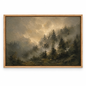 Veiled Pines framed canvas wall art by Keeping Sunday